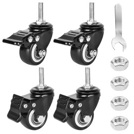 4 pieces 40 mm furniture castors: M8 x 25 mm screw fixed castors M8 heavy duty castors swivel castors for furniture with brake, 35 kg, 360 degree rotation transport castors rubber castors chair castors for indoor and outdoor use