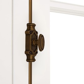 STALLION HARDWARE Antique Brass Cremone Bolt Set - Solid Brass Cabinet Hardware with 2' Rods & Handle, Perfect for Cabinets & Restoration Projects, Easy One-Side Operation for Timeless Charm