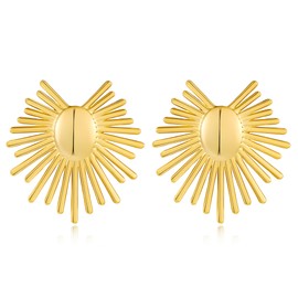 YUJIE Gold Sunburst Studs Earrings for Women Irregular Geometric,18K Gold Plated Minimalist Trendy Jewelry