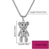Wendalern Cubic Zirconia Bear Necklace Full Diamond Teddy Bear Pendant