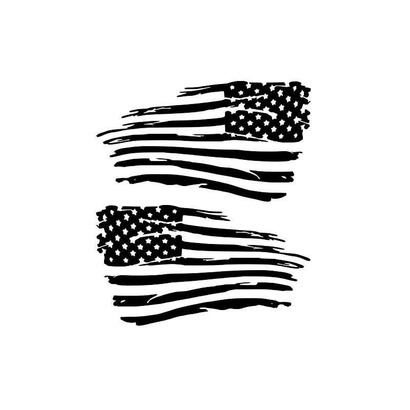 Tattered American Flag Distressed Vinyl Decal Sticker Ripped Torn USA
