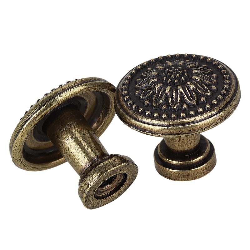 BQLZR 25 x 23mm Antique Flower Round Handle Kitchen Cabinet