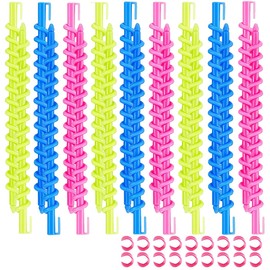 18Pcs 18.5cm/7.3Inch Plastic Spiral Hair Perm Rod Multi-Color Long Barber Hairdressing Hair Rollers Styling Curling Rod Salon Kit for Women (Random Color)
