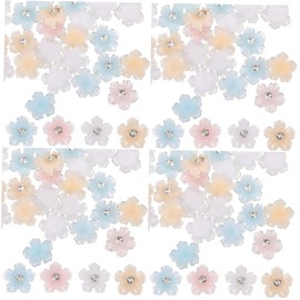 Healeved 4pcs Flower Nail Art Charms Rhinestones for Nail Decoration DIY Crafts Phone Cases Art Beautiful Manicure Accessories for Women and Girls