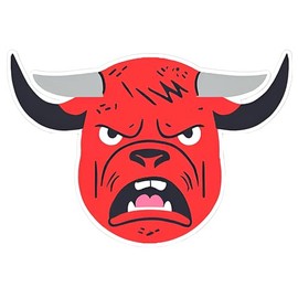 Angry Bull Cartoon Decal Sticker, Red and Black, Decorative Wall Art,SUV, Van, Window, Bumper, Wall, Laptop, Tablet, Cup,Tumbler Or Any Smooth Surface