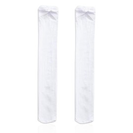 FNSIGHD Kniestrümpfe Damen Weiß,Samtige Satin Kniestrümpfe mit Schleife,Sexy Kostüm Overknee Stockings Weiß,Weiße Strümpfe mit Schleife,Waschbar Strümpfe mit Schleife,für Partys und Alltag