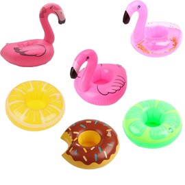 Pack of 6 Pool Drink Holders, Inflatable Drink Holder, Cartoon Inflatable Cup Holder, Floating Tray Pool Accessories, for Gatherings, Holiday, Bathing, Beach Party
