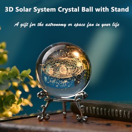 IFOLAINA 3D Solar System Crystal Ball 60mm Laser Engraved Glass Sphere Home Decor with Stand Solar System Planet Model Decor Space Universe Gifts for Astronomy Lovers