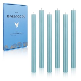 Dripless Taper Candles Unscented Blue Long Taper Candles Smokeless 10 Inch Roman Column Design Dinner Housewarming Candlesticks for Home Decoration Seasons Gifts