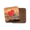 1 x Wooden Red Love Heart Coaster - Wife Girlfriend