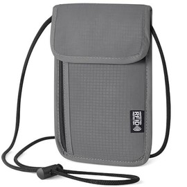 5.5" L x 7.9" W Travel Neck Wallet  RFID Blocking Passport Holder Security Lightweight Pouch Gifts for Women Men(Gary) - Color: Gray