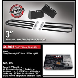 Readylift 66-3003 3" Rear Block Kit - GM Silverado & Sierra 1500 6-lug, silver