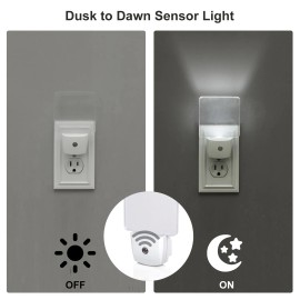 DEWENWILS Auto Dusk-to-Dawn Sensor, Led Night Lights for Bathroom Flat Clear 4pc