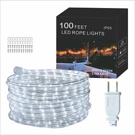 FORT 100ft LED Rope Lights - White Color Waterproof Outdoor Led Strip Lights for Home,Garden, Patio, Pool Holiday,Chriatmas,Wedding- Connectable & Versatile Led Lights 100 Ft
