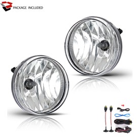 SPIEGEER Fog Lights Assembly for 2007 2008 2009 2010 2011 2012 2013 GMC Sierra 1500 Replacement Fog Lamp Kit for 2007-2014 Sierra 2500 3500 HD with Switch & Wiring H8 12V 35W Halogen Bulb Clear Lens