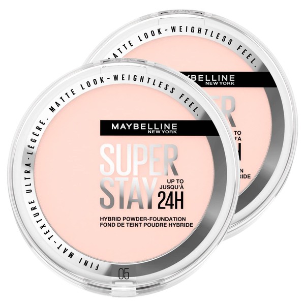Maybelline New York Super Stay Hybrid Foundation, Matte, Waterproof, Matte, Colour 05, for Combination and Oily Skin, Long Hold 24 Hours, 2 Cosmetics