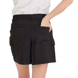 Delsol 7630 BK 4L Pleated Stretch Culottes Black Large Size Delsol Golf Golf Wear Women's Black Culotte, Black