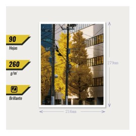 Papel Fotográfico Brillante Kamo, Carta 90 Hojas, 260g Color Blanco