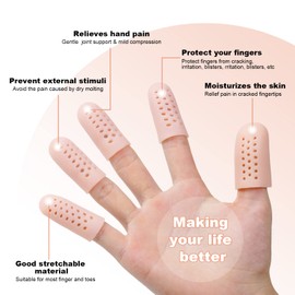 ACWOO ACWOO Fingerschutz Silikon, 16 Stück Gel Fingerlinge, Atmungsaktive Fingerkappen, Fingerkuppenschutz für Bei Blasen Fingerknacken Fingerarthritis