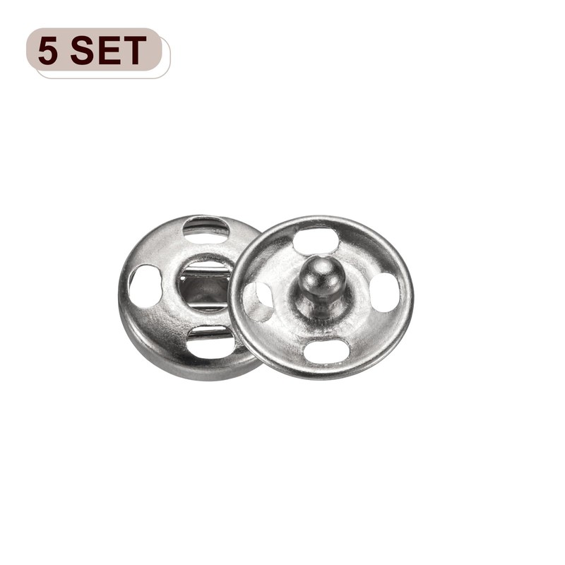 sourcing map 5 Set Sew-on Snap Buttons 10mm Metal Snap