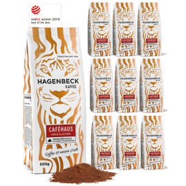 Hagenbeck Caféhaus 10 x 500 g (5 kg) Ground Coffee Classic Perfect Aroma Medium Roasted Coffee Made from 100% Arabica Blend Gentle Roasting Ground Coffee Beans