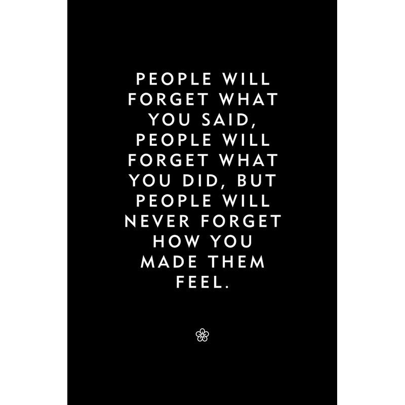 Inspiring quote "People will never forget how you made them