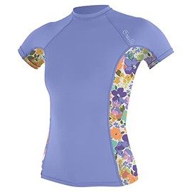 O'Neill Wetsuits Women's Standard Side Print Short Sleeve Rash Guard, Lily/Samiflor, X-Large