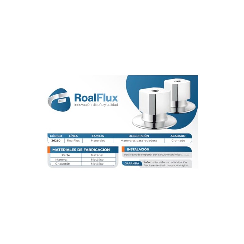 ROALFLUX 36280, Manerales para Regadera, Metálico Cromado, Set de 2