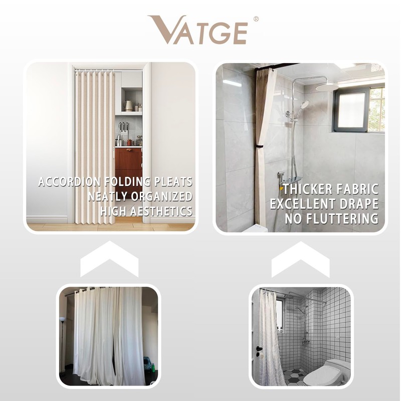 Vatge Closet Curtains, Accordion Style Door Curtains for Doorways, Pleated