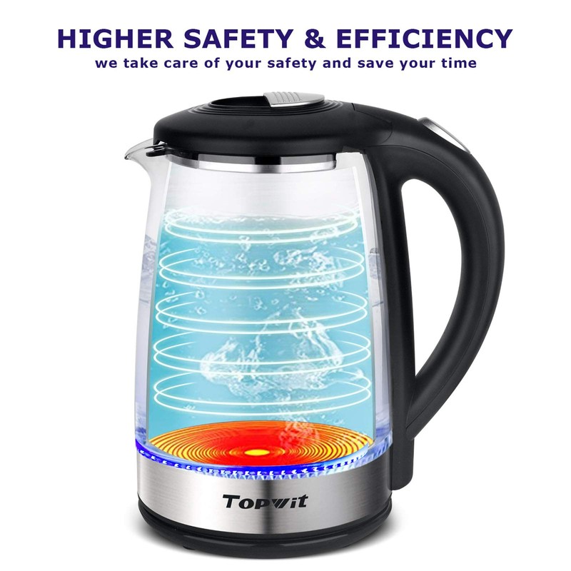TOPWIT Electric Kettle Glass Hot Water Kettle, 2.0L Water Warmer,