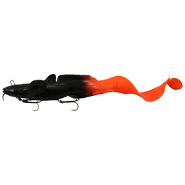 Savage Gear 3D Burbot Ribbontail Fishing Bait, 8 oz, Black/Orange, Realistic Contours & Movement, Durable Construction, Hybrid Line Thru Design, Built-in Glass Rattle, Available in 3 Sizes
