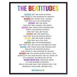 The Beatitudes Wall Art - Catholic Gifts Women - Christian Gifts for Women, Kids - Bible Verse Wall Art - Religious Scripture Decor for Boys or Girls Bedroom, Living Room, Church, Sunday School