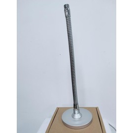 Gooseneck Microphone Stand, 13-inch Flexible Arm, Heavy Duty Podium Holder with Counterweight Base, Silver
