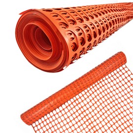 Ashman Plastic Mesh Fence, Construction Barrier Netting, Orange, 4'x200' Feet, 1 Roll, Garden Fencing, Fences Wrap, Above Ground, for Snow, Poultry, Chicken, Deer, Patio, Garden Netting, Orange 200FT