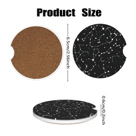 KWSAAHU Car Cup Holder Coasters, 2 Pcs Ceramic Coasters with Cork Back and Finger Slot, Anti-Slip Shock Absorbing Women and Men Universal Car Accessories - Galaxy