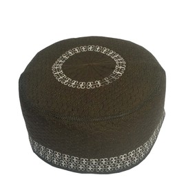 IMAHAM: HANDCRAFTED FLOWER Kufi Men's Unisex Muslim Men Prayer Cap Ramadaan Caps Eid Kufis Handmade Namaz Hat Beanie (as1, Alpha, l, Green, 58 Cm)