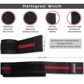 Raigeki Fitness Knee Wraps for Swaddling [Set of 2] (+ Training Plans) Elastic Knee Wraps with Velcro Fastening - for Bodybuilding, Strength Sports, Powerlifting & Crossfit for Women and Men (Soft 250