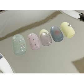 [Handmade Nail Tips] Dream Star Glow✨ Nail Tips - Short Oval / [수제네일팁] 드림 스타글로우✨ 네일팁 - 숏오발