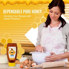 Dependable Food Raw Honey - 16 oz. Squeeze Bottle - 100% Pure, Raw, All Natural, Wildflower Honey - Hive to Bottle