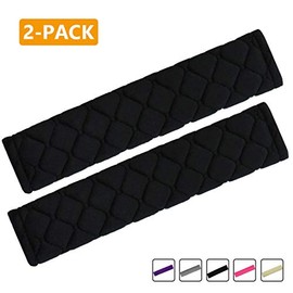 MIRKOO Car Seat Belt Cover Pad, 2-Pack Soft Car Safety Seat Belt Strap Shoulder Pad for Adults and Children, Suitable for Car Seat Belt, Backpack, Shoulder Bag, Laptop Computer Bag (Black)