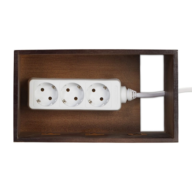 Relaxdays Bamboo Cable Box, Hide Power Strip & Cables, Cable