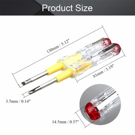 Fielect 2pcs Tester Screwdriver, Circuit Tester Pen Electric Contact Voltage Tester Dual Head Slot Phillips Screwdriver Detector 100-500V