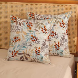 JEFERSO Fall Pillow Covers 18x18 Inch Set of 2 Watercolor Leaves Throw Pillow Covers Autumn Thanksgiving Decoration Outdoor Pillowcase for Fall Home Decor Linen Farmhouse Cushion Case for Couch Home