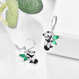 KINGWHYTE Cat Earrings, 925 Sterling Silver Panda Mermaid Earrings, Cute Animal Children's Stud Earrings, Jewellery, Girls Animal Earring Jewellery, Sterling Silver