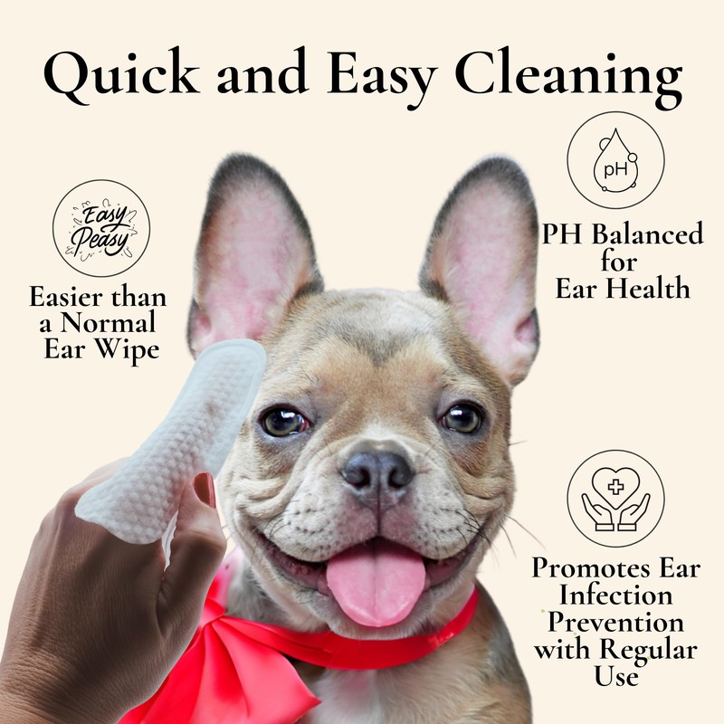 EcoBark Natural Ear Finger Wipes for Dogs - Dog Ear