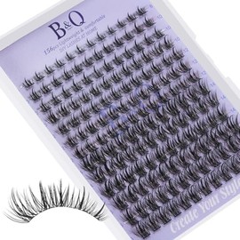 B&Q Pestañas Postizas B28 Extensiones de Pestañas DIY 144 Piezas B&q Lashes Suaves y Naturales 8-16MIX D Curl Naturales con Cinta Adhesiva Fina Negra Adecuado para Principiantes(Lash B28)