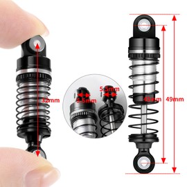 1/18th Aluminum RC Car Shocks 42mm Extended Shock Absorber Damper for 1:18 FMS LC80 FCX18 RC Crawler Car (Black)