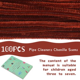 Giwrmu 100 Pieces Pipe Cleaners Chenille Stem, Brown Pipe Cleaners Craft, Fuzzy Sticks Craft Supplies, Colored Pipe Cleaner for Creative Handmade DIY Art Craft Project