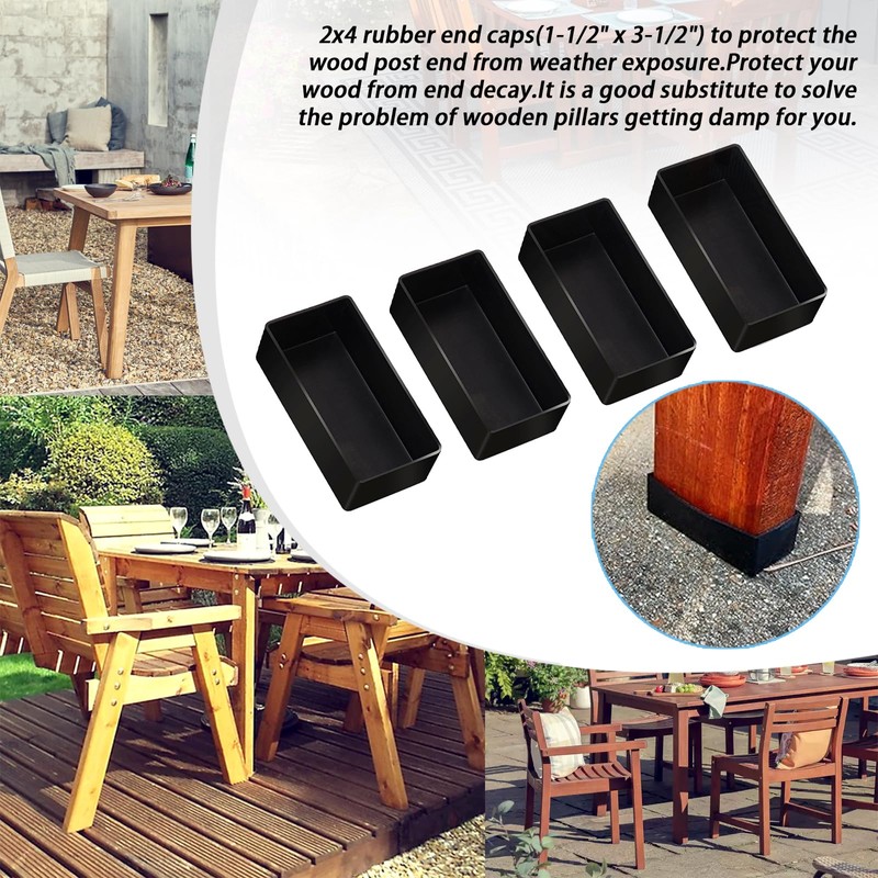 4PCS - 2x4 Wood Post End Cap Leg Cover 1.5”x