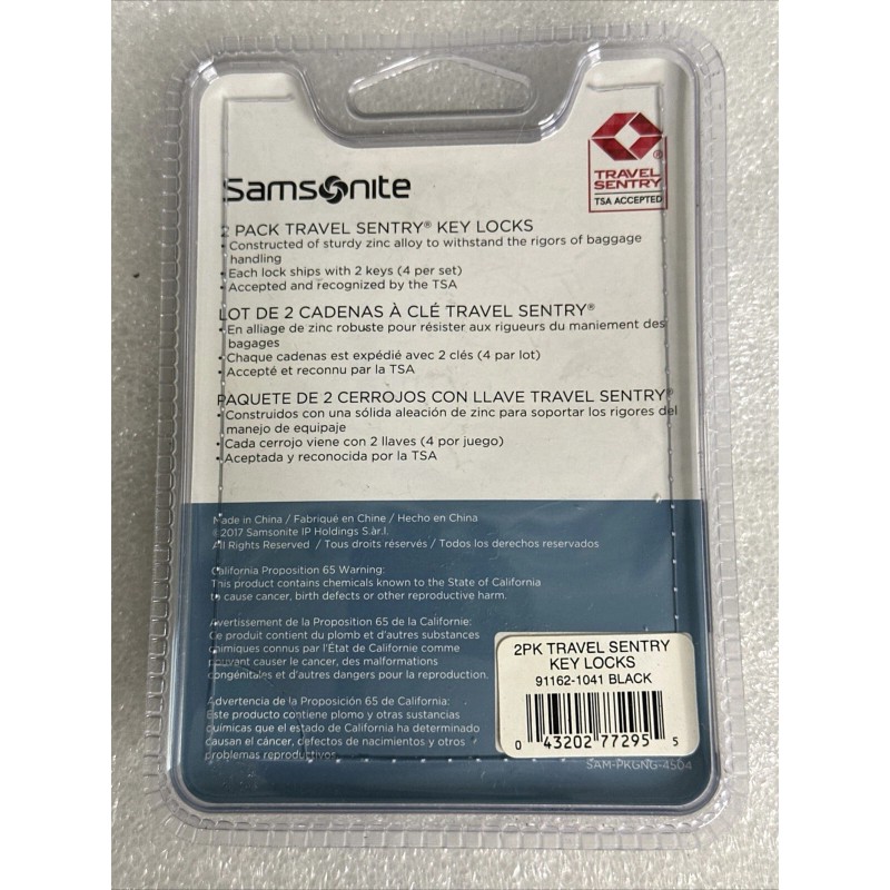 Samsonite New Samsonite 2-pack Travel Sentry Key Lock Luggage Black/Silver